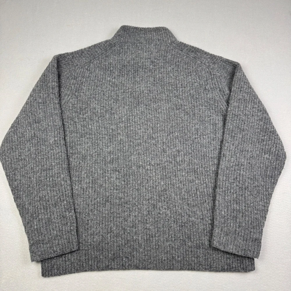Woolrich‎ Mens Gray 100% Wool Ribbed Quarter Button Mock Neck Sweater XXL 9020
